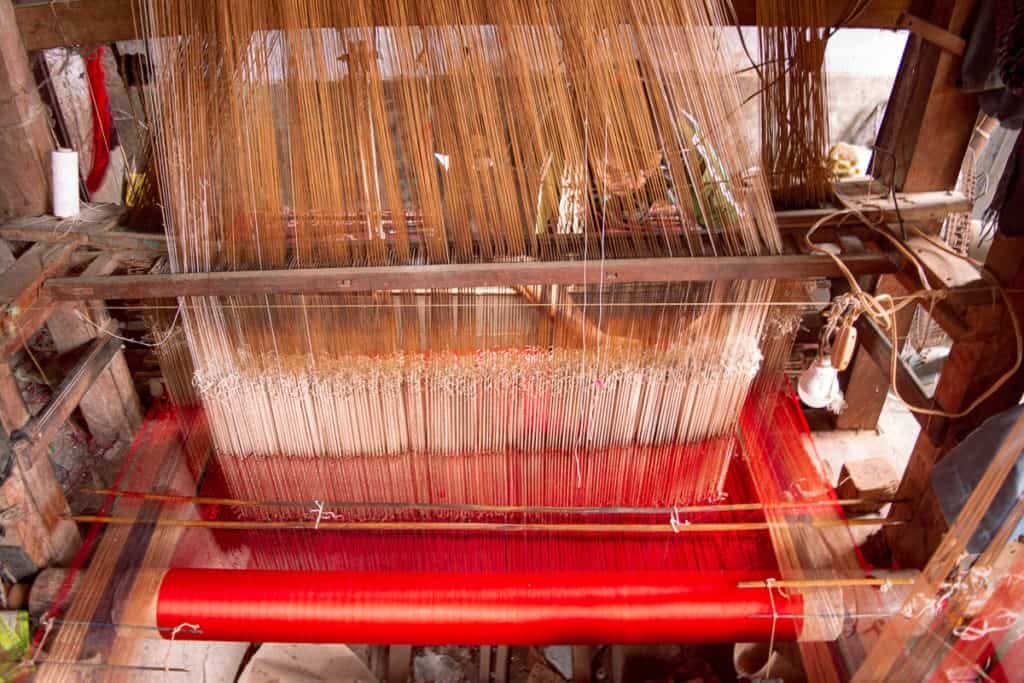 Baluchari loom in progress