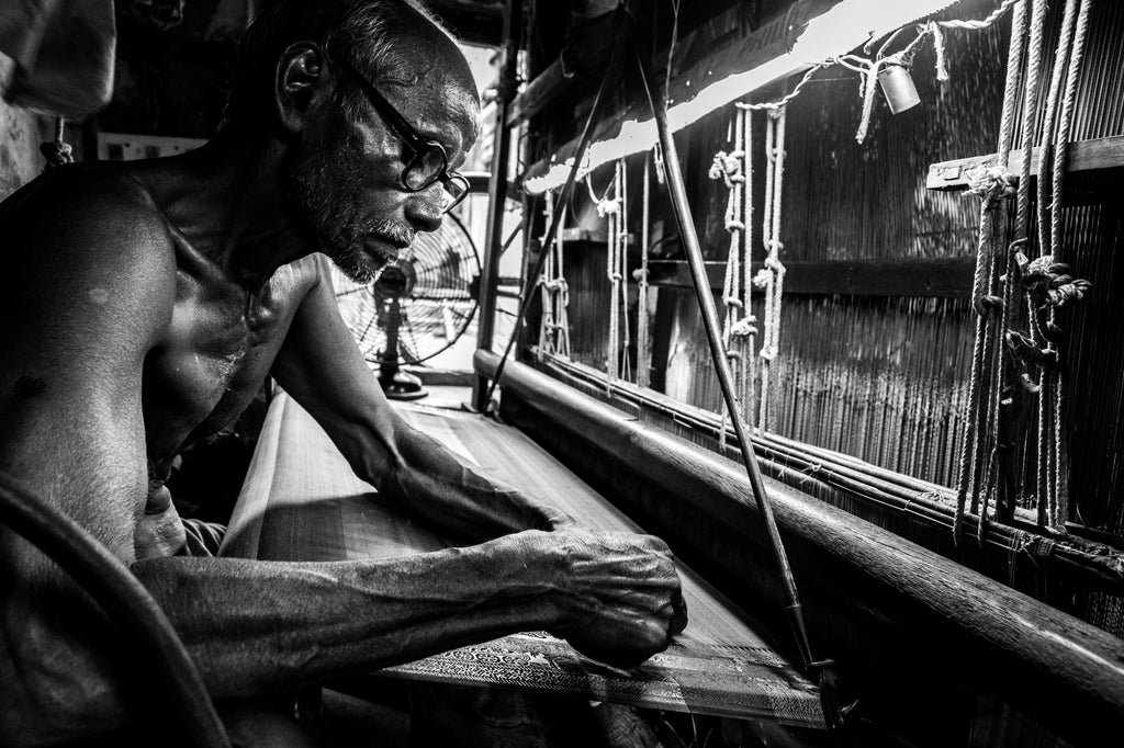 Weaver at a handloom